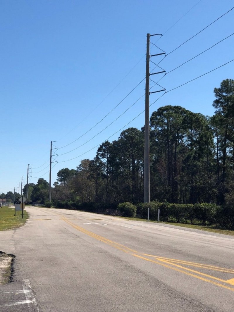 Transmission poles and lines near Patton Soccer Park